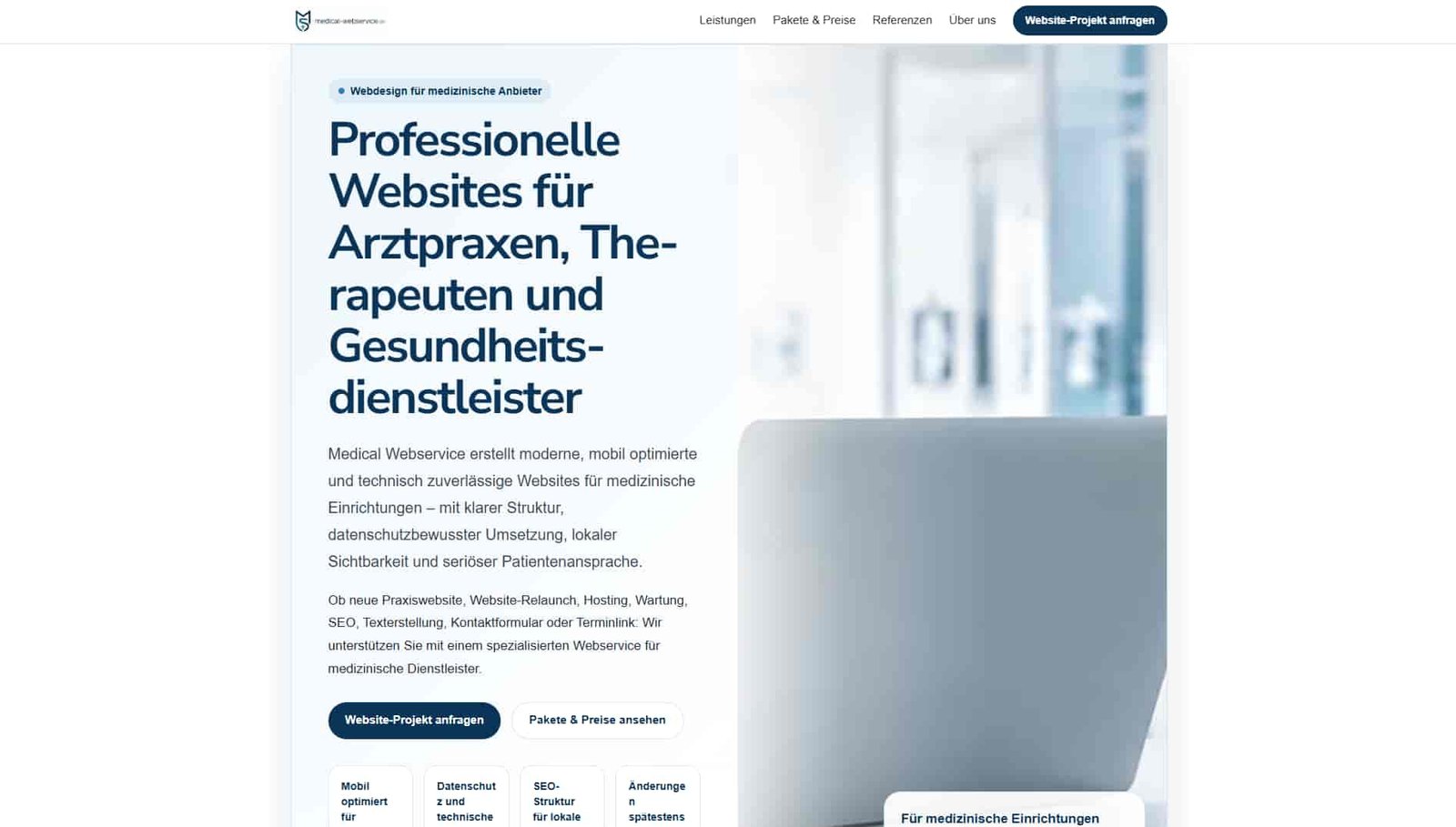 Screenshot der Website Medical-Webservice.de